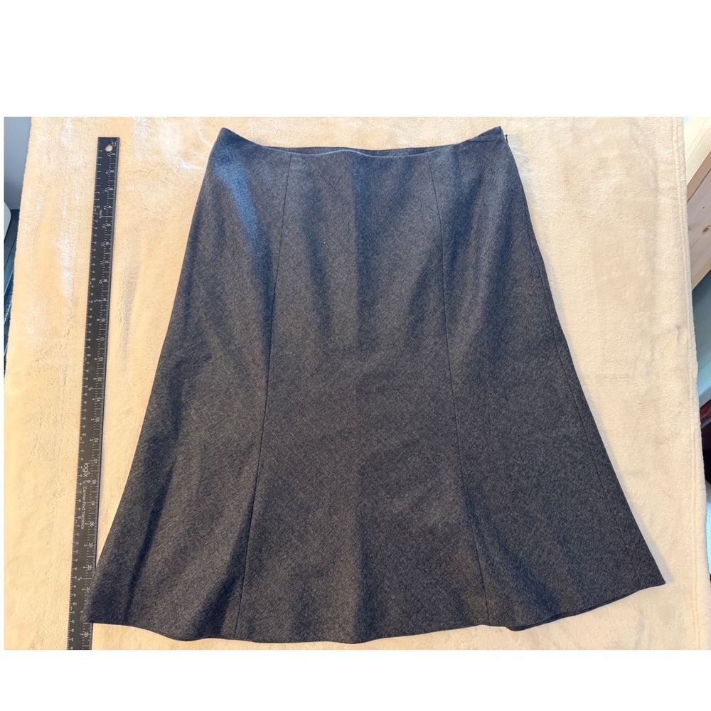 Ann Taylor Gray Wool Blend A-Line Midi Skirt Size 12 Office Career 79224